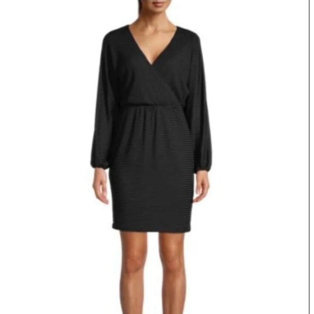 GUESS Textured Puff Long Sleeve Dress Black XS New